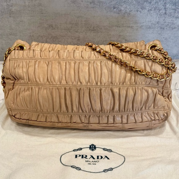 Prada Nappa Gaufre Shoulder Bag with Push-lock & Chain Strap - Picture 5 of 12